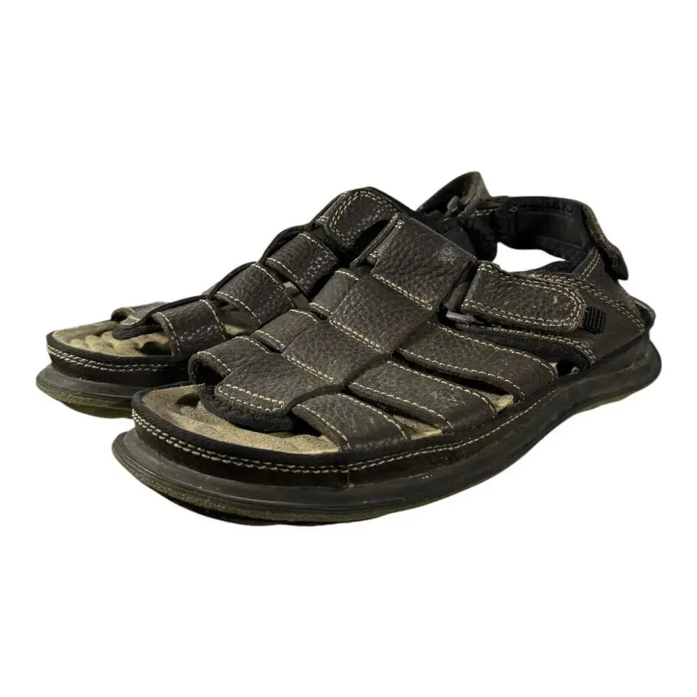 Earth Shoe Men’s 9.5 Canyon Fisherman Brown Leather Sandals Buckle Strap Shoes